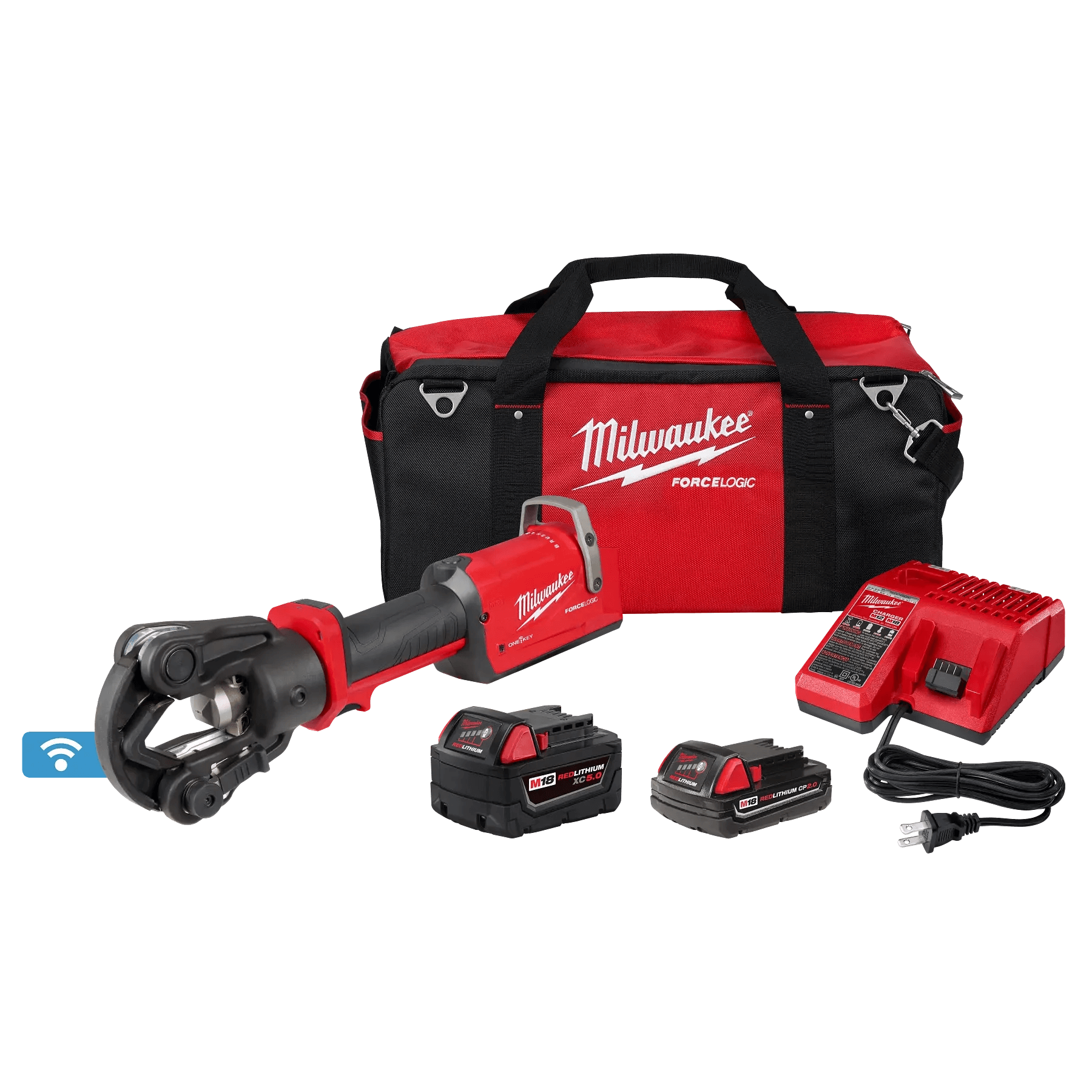 MILWAUKEE M18™ FORCE LOGIC™ 11T Dieless Latched Linear Utility Crimper Kit 10 Dieless Utility Crimper
